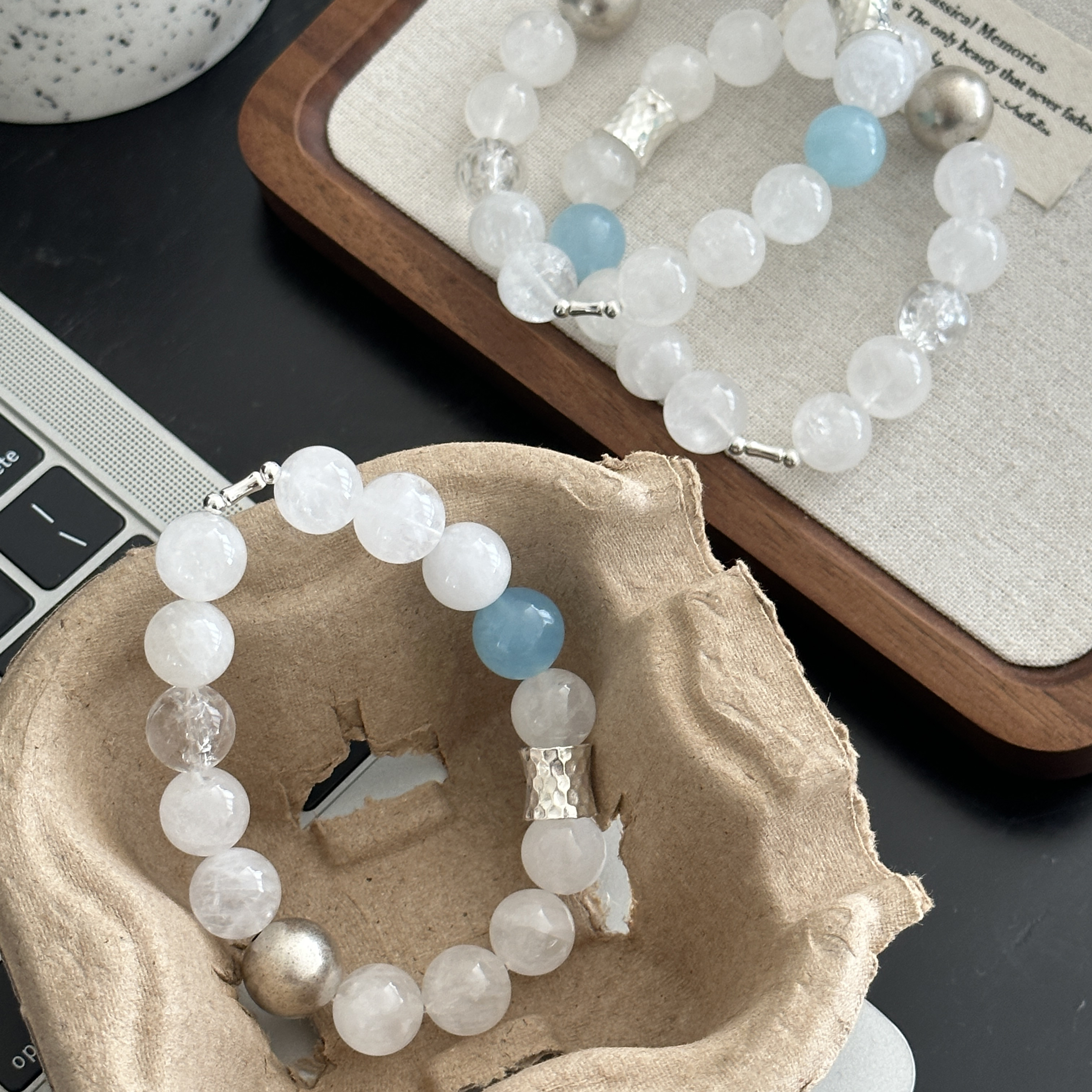 【雪精灵】锤纹纯银手链