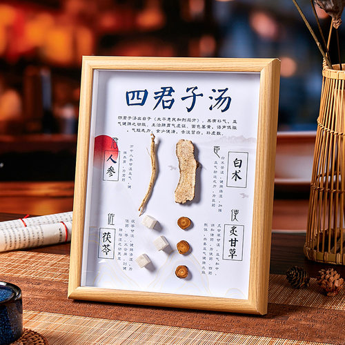 中药药食同源标本自学背景小样文化墙装裱养发头疗中医馆摆件文化