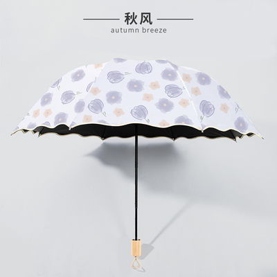 雨伞女折叠晴雨两用防晒防紫外线遮阳伞公主风结实抗风手动太阳伞