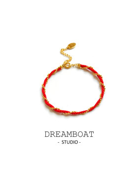 DREAMBOAT原创 手工新年转运小金珠缠绕红绳手链本命年礼物脚链女