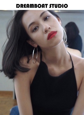DREAMBOAT自制 欧美大气hoop冷淡风简约钛钢耳圈刘雯水原希子同款