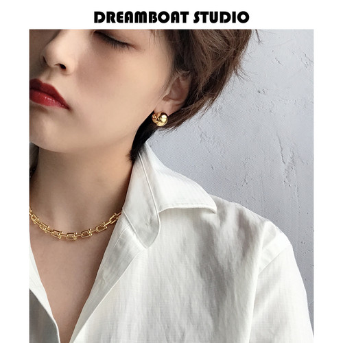 dreamboat钛钢镀金欧美时髦耳钉