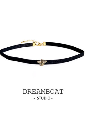 DREAMBOAT手作 百搭可爱水钻蜜蜂锁骨项圈颈链choker手链两用女夏