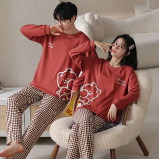 女士亲肤运动套装 男款 卡通甜美家居服 纯棉圆领新款 情侣睡衣春秋款