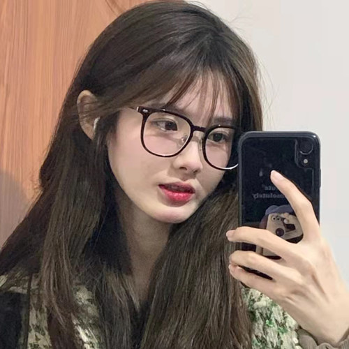 gm黑框近视眼女可配度数超轻蓝光