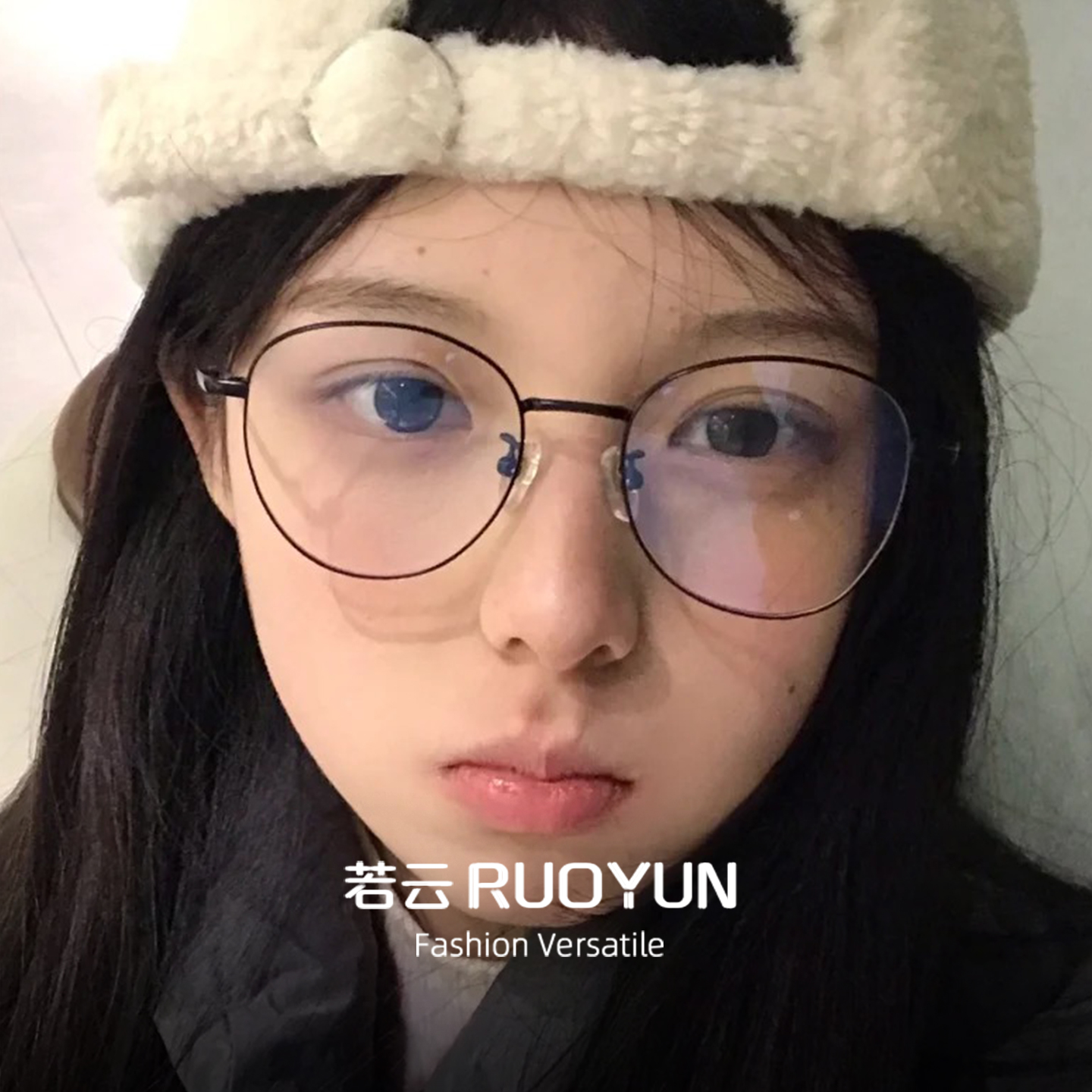 超轻素颜黑框眼镜框女可配度数早八通勤大脸细边框防蓝光纯钛眼镜