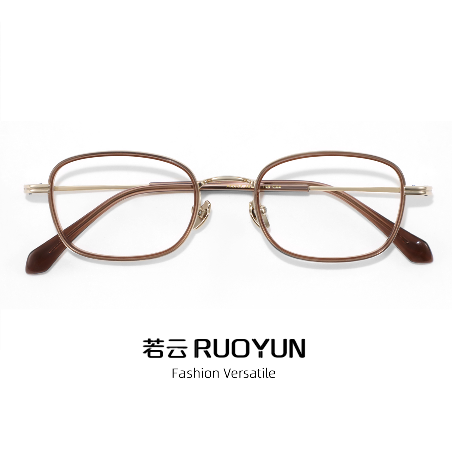 复古茶金钛架方框眼镜女近视镜框可配高度数素颜小脸防蓝光眼镜架