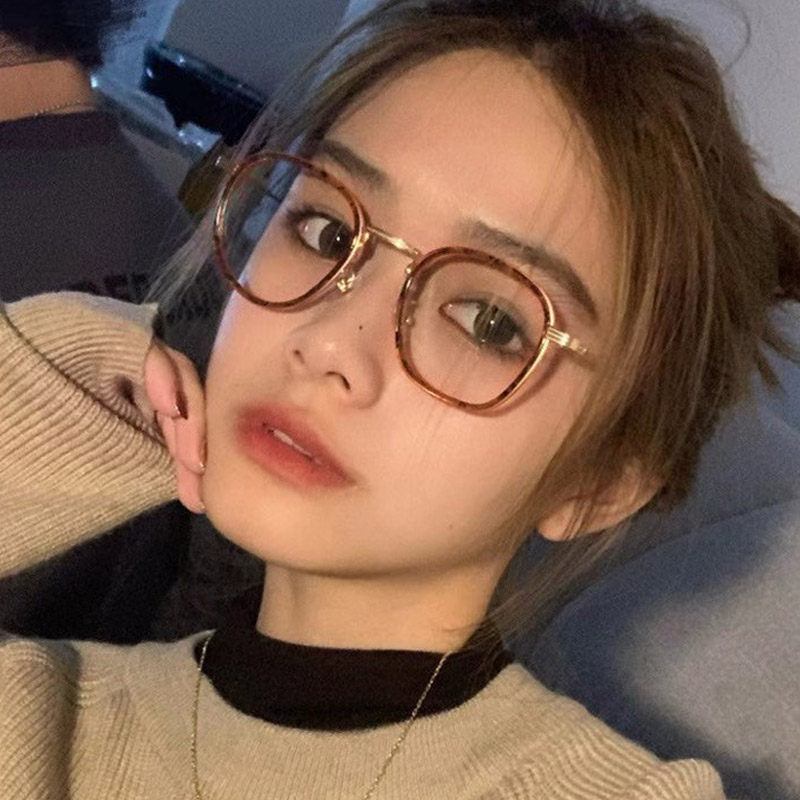 玳瑁眼镜框女潮流近视眼镜可配度数韩系小众复古方框光学眼睛女