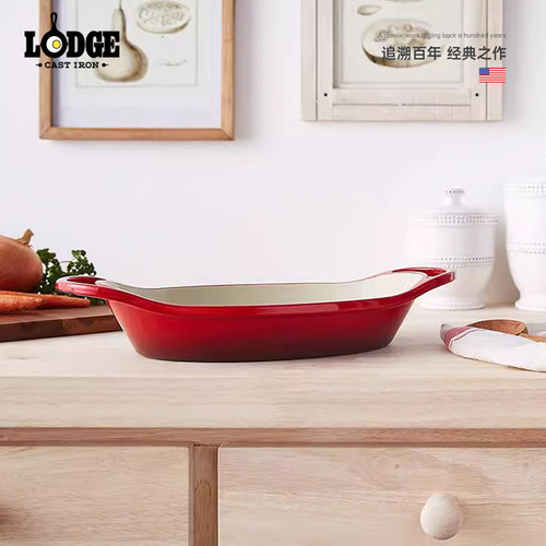 lodge大号椭圆珐琅烤鱼烤箱通用