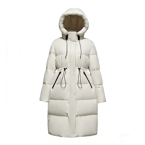 【玉米专享】冬季新品长款时尚百搭连帽收腰显瘦加厚羽绒服1217