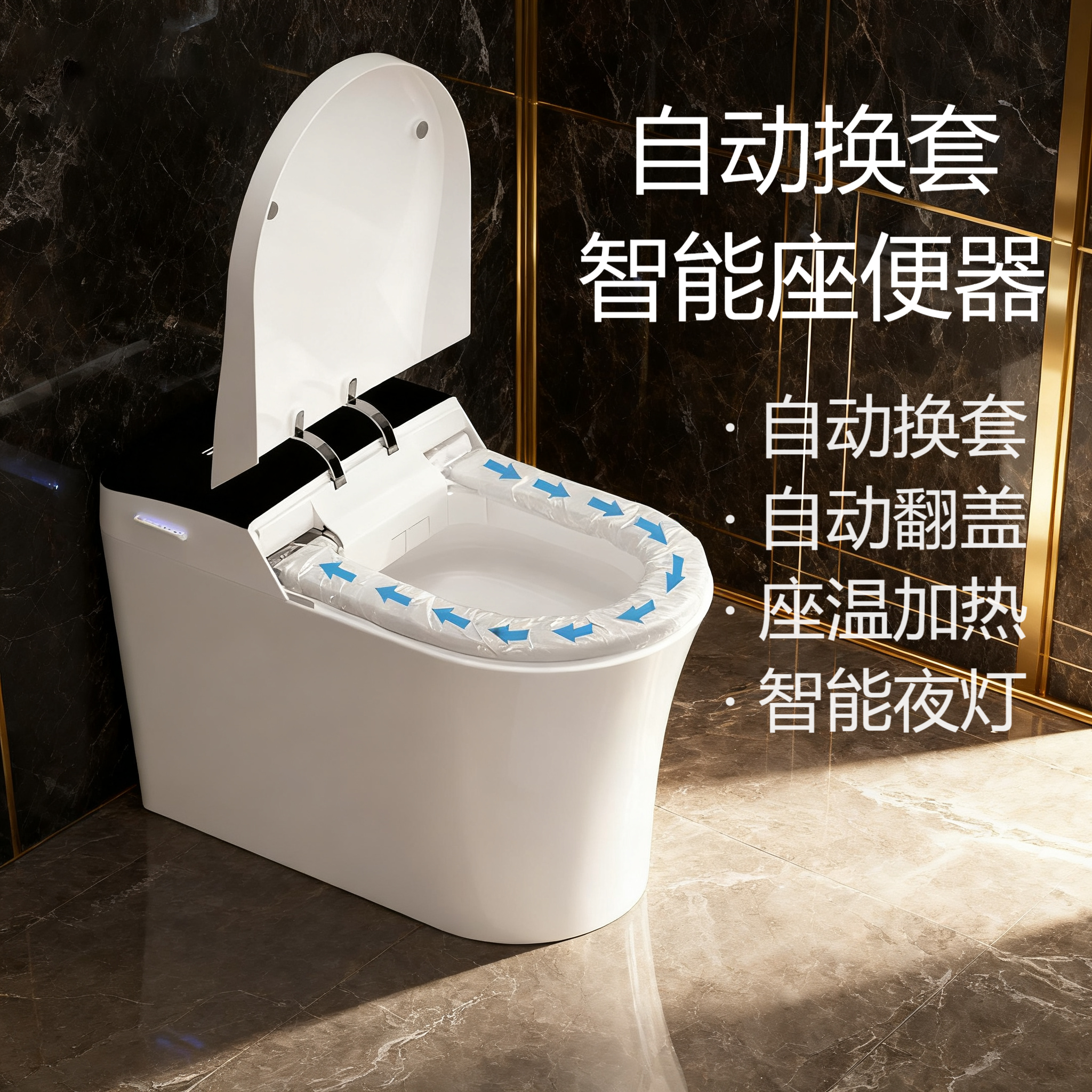 沐牌 全自动换套智能马桶公用一次性电动换垫纸走纸坐便器转转垫,家装主材,一体智能坐便器,淘宝优惠券,粉丝福利购,淘宝优惠卷