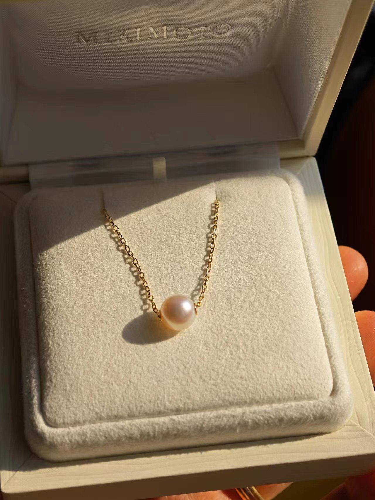 日本mikimoto专柜御木本海水akoya珍珠黄金路路通项链 北京现货