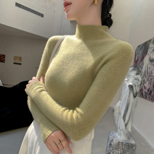 万年款实穿经典100%山羊绒衫女无缝一线成衣半高堆高领修身打底衫