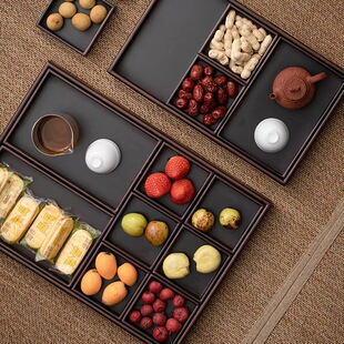 围炉煮茶九宫格托盘干果收纳盒点心零食多格盘中式家用茶具茶盘