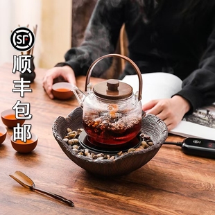 古舍电陶炉煮茶器智能静心茶炉全自动小型家用围炉玻璃煮茶壶套装