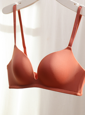 内衣女无钢圈薄小胸聚拢一片式无痕美背学生上托文胸光面少女春夏