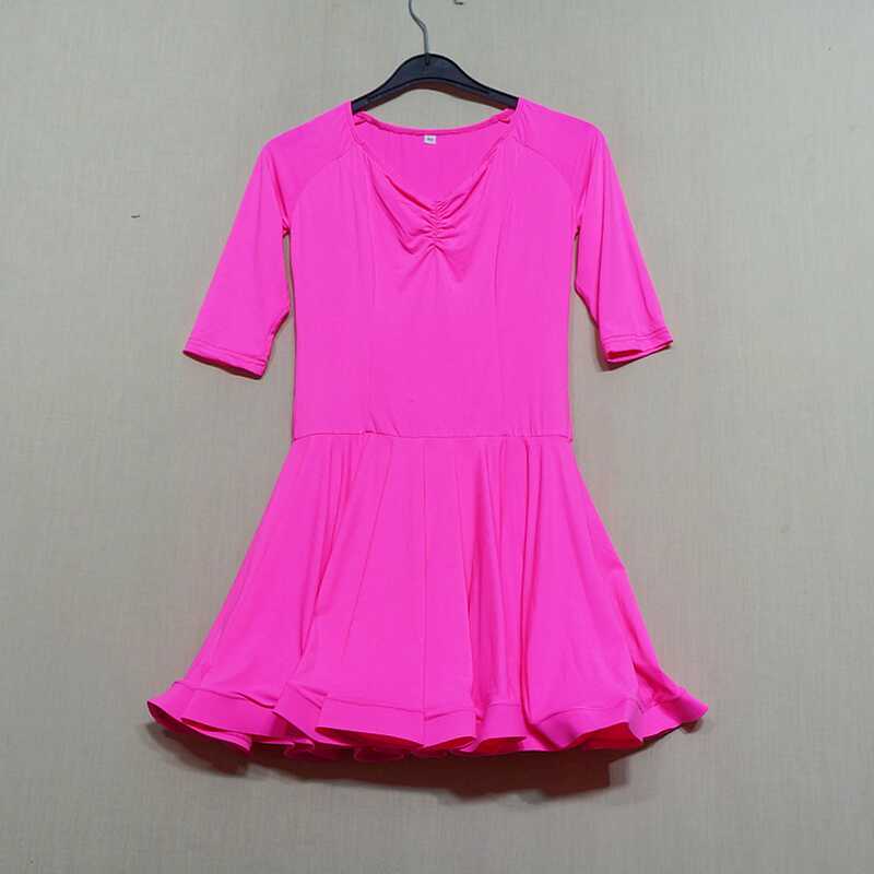 高弹力红舞裙少女拉丁舞连衣裙