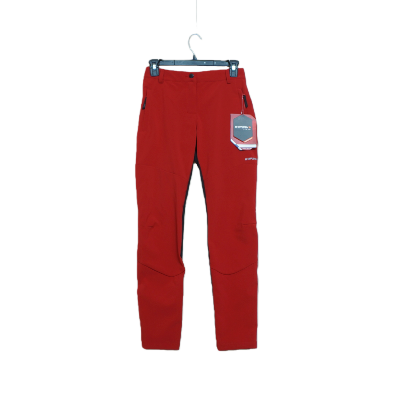 户外运动风女款软壳裤红色拼接弹力修身防水防风直筒长裤百搭休闲