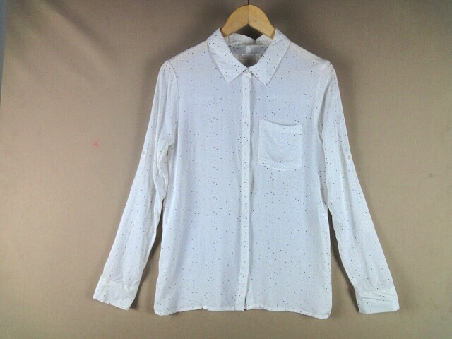 外贸原单春夏新款女纯棉小清新文艺范印花衬衫女长袖白底圆点上衣在类目 女装/女士精品, 衬衫中 - 来自Buy2taobao.com提供专业的淘宝代购服务