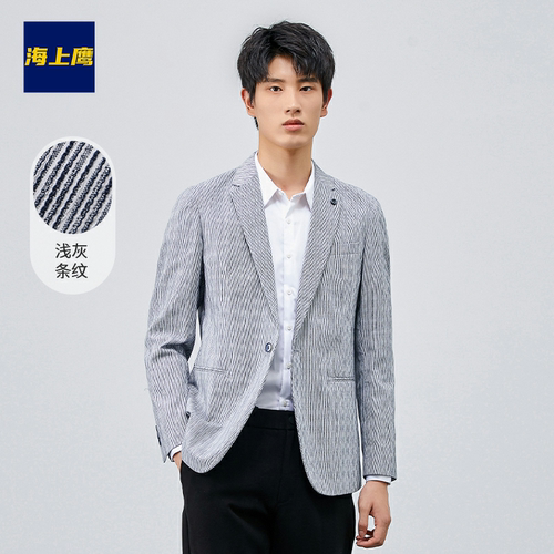 外贸男装休闲条纹男士西服外套