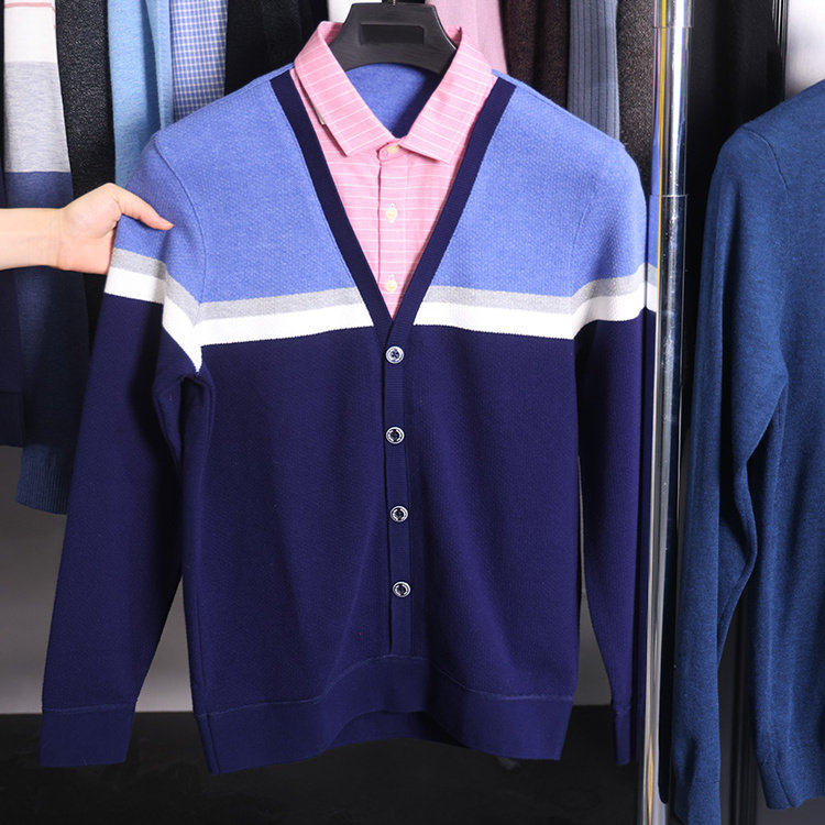 【H家】撤标撤柜！时尚简约舒适男潮流薄绒假两件针织衫休闲内搭,男装,针织衫/毛衣,淘宝优惠券,粉丝福利购,淘宝优惠卷