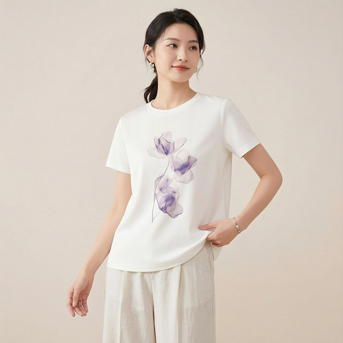一线撤柜撤标2026女士新款AB面简约舒适百搭圆领短袖T恤