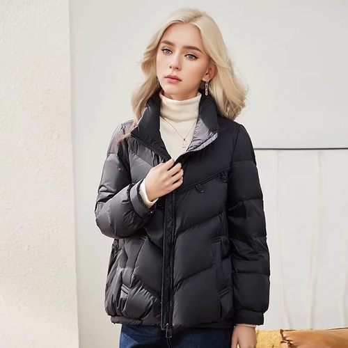 一线撤柜撤标冬新款韩版宽松小个子短款保暖加绒立领羽绒服
