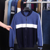 H家 撤标撤柜 春秋季 男士 帅撞色拉链双领可开襟假两件针织衫
