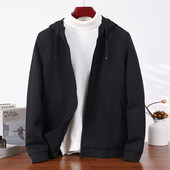 豆家 时尚 撤标撤柜 春季 新款 百搭中长男士 帅净色连帽休闲夹克