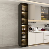 厨房夹缝置物架落地多层冰箱缝隙窄橱柜玻璃门微波炉锅具碗边立柜