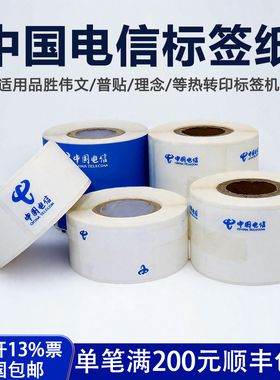 电信LOGO线缆标签纸CTQS-02F刀型机柜机架设备平面标签25-75/45-400中国电信标签纸适用品胜伟文P50 w200t