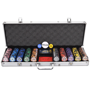 御圣德州扑克麦穗筹码百家乐麻将筹码币100-500片筹码铝箱套装