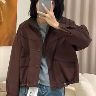 今年流行的独特超好看红棕色短款夹克外套小个子女装2025超火春装