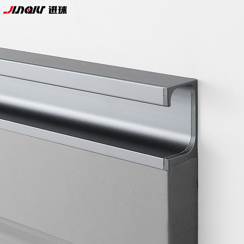 定制拉手黑色铁灰色橱柜通体嵌入式柜门暗拉手隐形橱门g型门把手