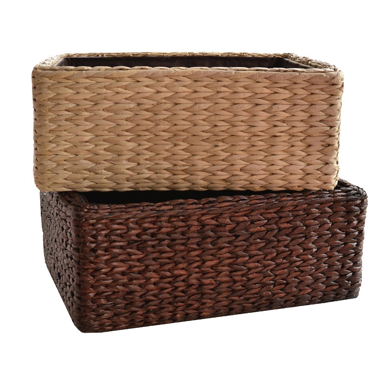 手工蒲草编织橱柜收纳筐