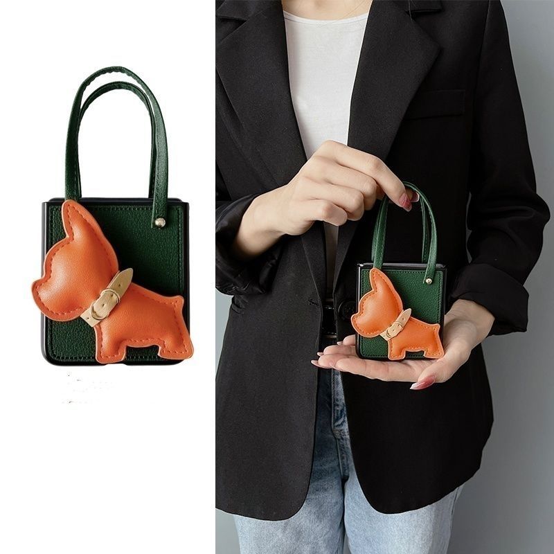 适用purax华为Pocket 2手机壳折叠屏p50pocket S新款女可爱法斗犬祖母绿手提包式防摔套高级感挂绳小众女外壳