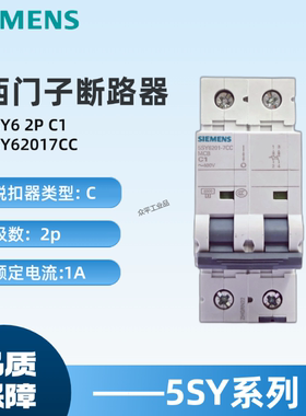 西门子微型断路器5SY62017CC 空开5SY6201-7CC 5SY6 2P C1A