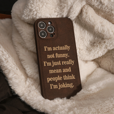 I'm actually not funny皮革小众适用于苹果iphone15promax手机壳14promax全包防摔创意13PRO/12/XS新款原创