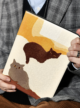 悠闲的小猫咪ins风ipad保护套2024带笔槽款10.2平板壳mini6全包防摔12.9寸air6适用于苹果ipadpro11寸