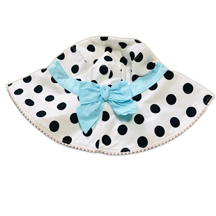 白色圆点图案配大蝴蝶结女童大帽檐遮阳帽 JACK夏季 JANIE AND