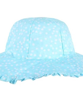 欧美品牌夏薄款浅天蓝色圆点2-3岁帽围约51CM女童户外出游遮阳帽