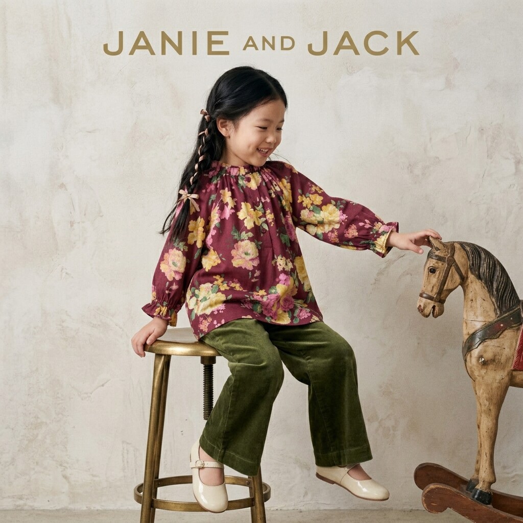 JANIEANDJACK纯棉女童秋冬衬衫