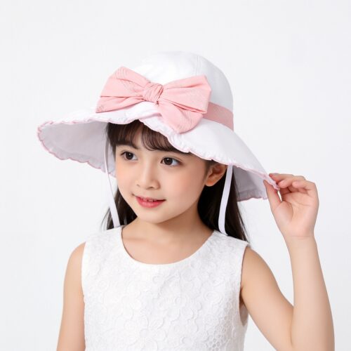 女童纯棉蝴蝶结遮阳防晒公主帽