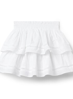 JANIE AND JACK夏季白色纯斑驳棉蕾丝花边女童弹力半身裙