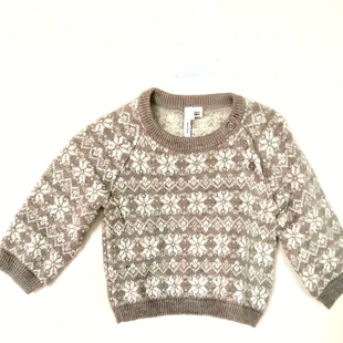 JANIE JACK纯棉杏色电脑织花图案女宝宝柔软针织毛衣 AND