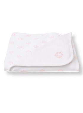 JANIE AND JACK外单J粉色宝蓝配和白色船锚图案针织全棉婴儿抱被