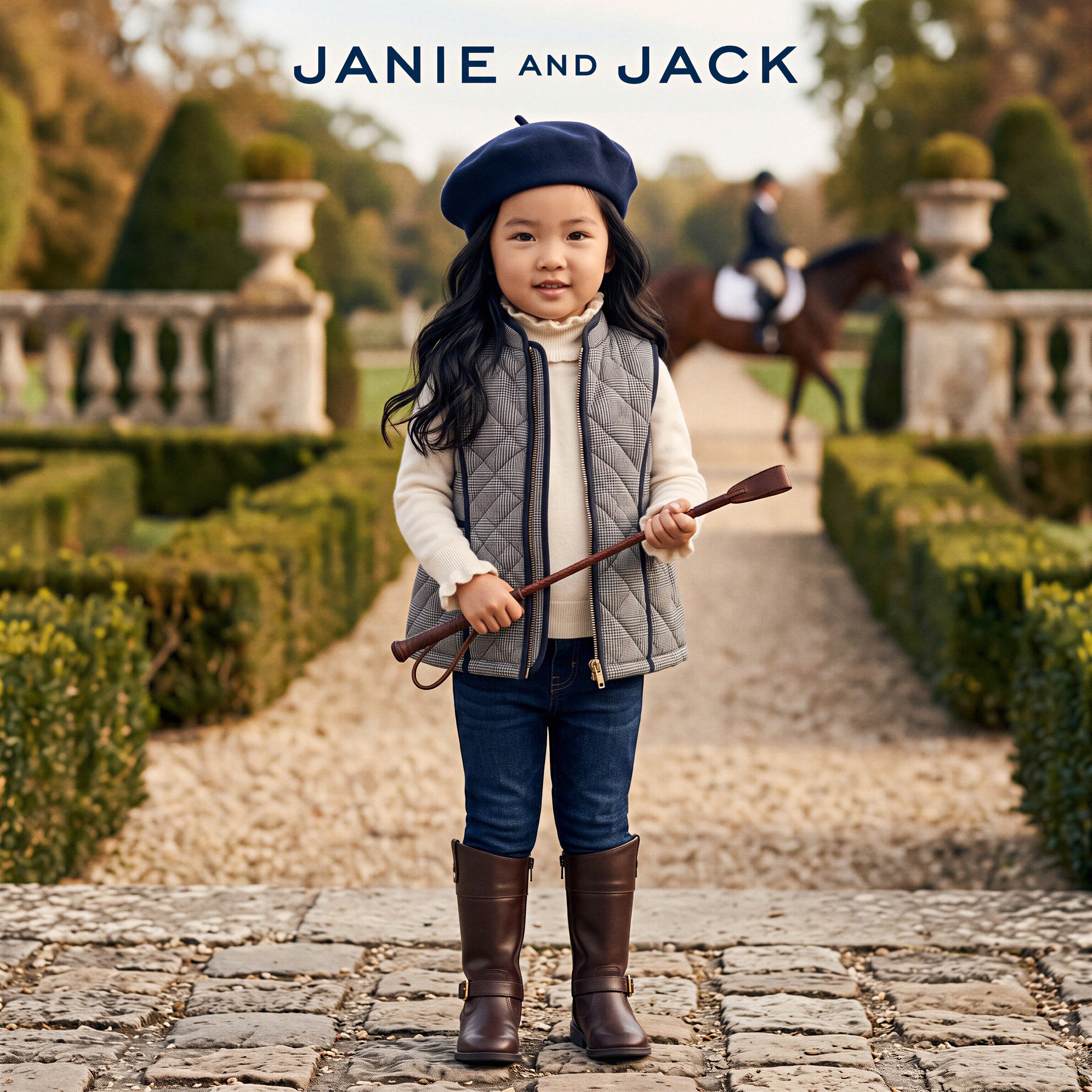 JANIEANDJACK黑白夹棉背心外套