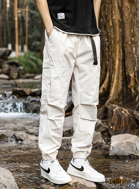 ISFV男士春秋束脚运动裤子港风时尚百搭多口袋机能工装裤