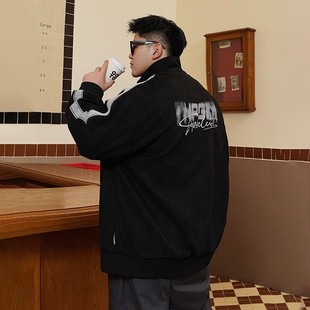仿麂皮外套男胖子宽松休闲加肥加大夹克百搭 潮牌大码 男装 秋季 新款