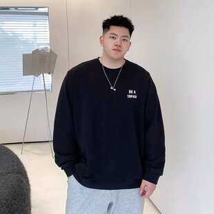 上衣 潮流套头卫衣男ins胖子加肥加大宽松休闲圆领长袖 大码 秋冬款